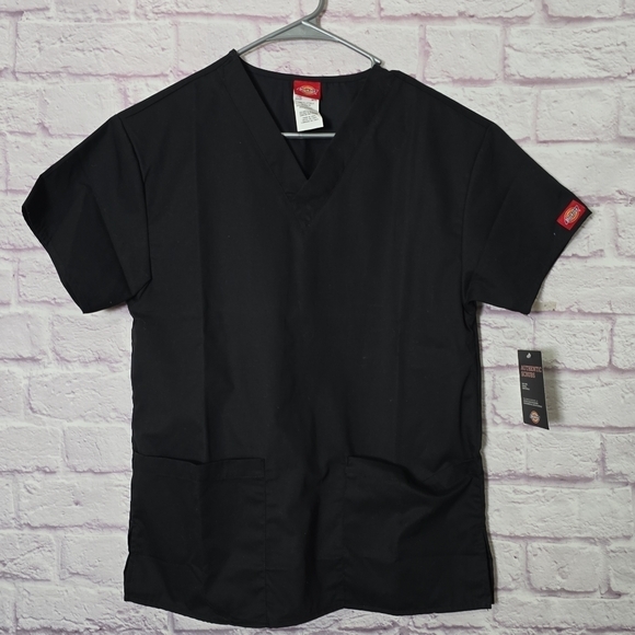 Dickies Women's Black V-Neck 2 Pocket Scrub Top Size XS NWT - Picture 2 of 10